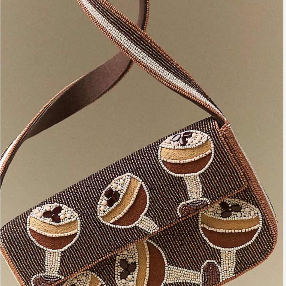 Anthropologie Fiona Espresso Martini Beaded Bag